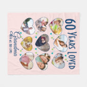 Heart Birthday Photo Collage Fleece Deken (Voorkant (Horizontaal))