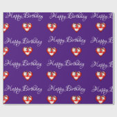 Heart Birthday Wrapping Paper Cadeaupapier (Vlak)