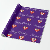Heart Birthday Wrapping Paper Cadeaupapier (Uitgerold)