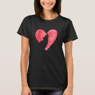 Heart Black Wolf Pet Wolf Animal Valentijnsdag T-shirt