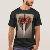 "Heart & Blade Harmony: Black T-shirt Edition" (Voorkant)