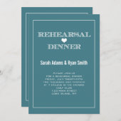 Heart Blauwgroen Wedding Rehearsal Dinner Invitati Kaart (Voorkant / Achterkant)