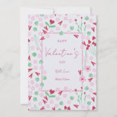 Heart Bloom Meadow on White – Pink & Red Valentine Feestdagenkaart (Voorkant)