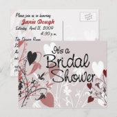 Heart Blossom Briefkaart Uitnodiging (Voorkant / Achterkant)