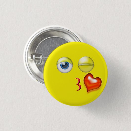 Heart Blow Kiss Liefde Emoji Ronde Button 3,2 Cm (Voorkant /achterkant)