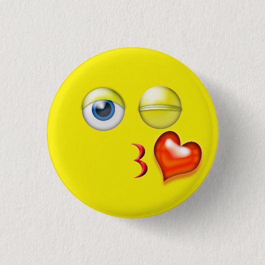 Heart Blow Kiss Liefde Emoji Ronde Button 3,2 Cm (Voorkant)