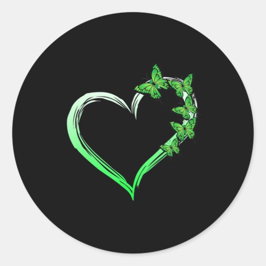 Heart Blue Butterfly Spreiding Mental Health Aware Ronde Sticker (Voorkant)