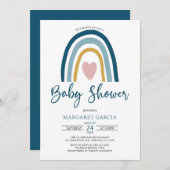  Heart Blue Muted Tones Boho Rainbow Baby shower Kaart (Voorkant / Achterkant)