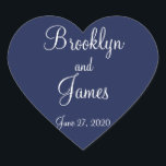 Heart Blue Nautical Wedding Stickers<br><div class="desc">Hartenblauwe nautische trouwstickers met aanpasbare tekst</div>