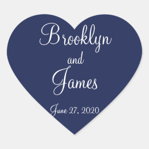 Heart Blue Nautical Wedding Stickers