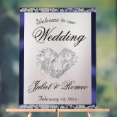 Heart, Blue Ribbon & Sparkle Welkom Acryl Bord (Neutraal)