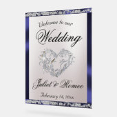 Heart, Blue Ribbon & Sparkle Welkom Acryl Bord (Hoek)