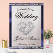 Heart, Blue Ribbon & Sparkle Welkom Acryl Bord (Huwelijk)