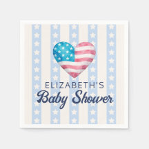 Heart & Blue Stars Stripes Jongens Baby Shower