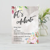 Heart Boho Floral Rustic Wood Let's Celebrate Kaart (Staand voorkant)