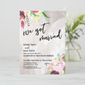 Heart Boho Floral Rustic Wood We hebben een huweli Kaart (Staand voorkant)