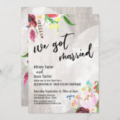 Heart Boho Floral Rustic Wood We hebben een huweli Kaart (Voorkant / Achterkant)