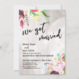 Heart Boho Floral Rustic Wood We hebben een huweli Kaart