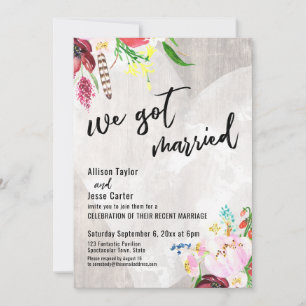 Heart Boho Floral Rustic Wood We hebben een huweli Kaart