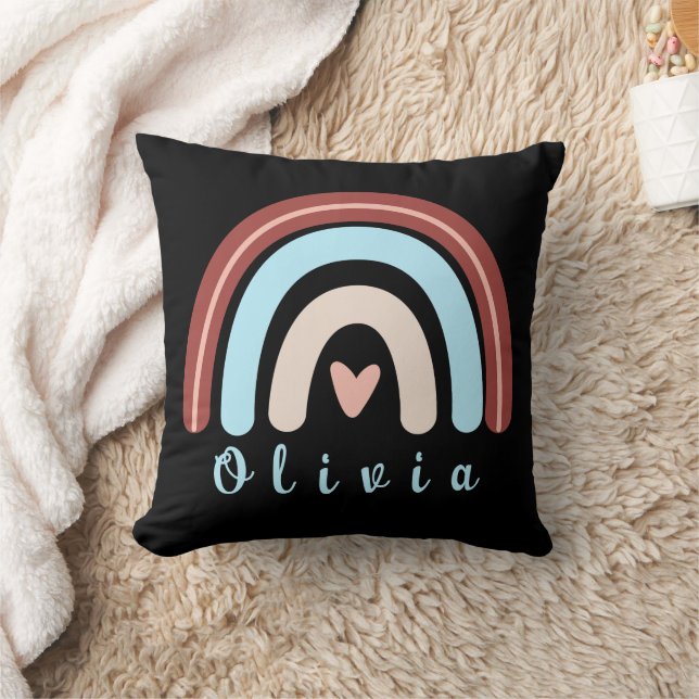 Heart Boho Rainbow met persoonlijke naam Kussen (Deken)