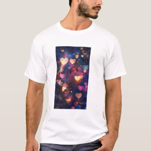 Heart Bokeh Lights in een dromerige nachttuin T-shirt