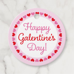 Heart Border Happy Galentine's Day Cirle Gift Labe Bedankjes Labels