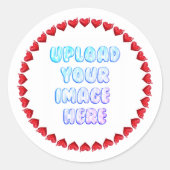 Heart Border Round Sticker with a Business Logo (Voorkant)