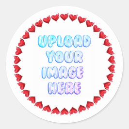 Heart Border Round Sticker with a Business Logo