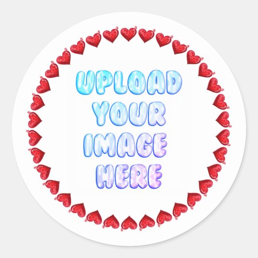 Heart Border Round Sticker with a Business Logo (Voorkant)
