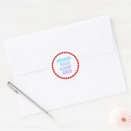 Heart Border Round Sticker with a Business Logo (Envelop)