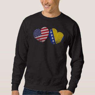 Heart Bosnian American Flag Patriotic Family Herit Trui
