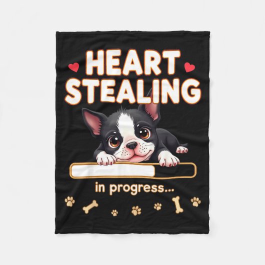 Heart Boston Terrier Dog Funny Gift Bostie Puppy Fleece Deken (Voorkant)