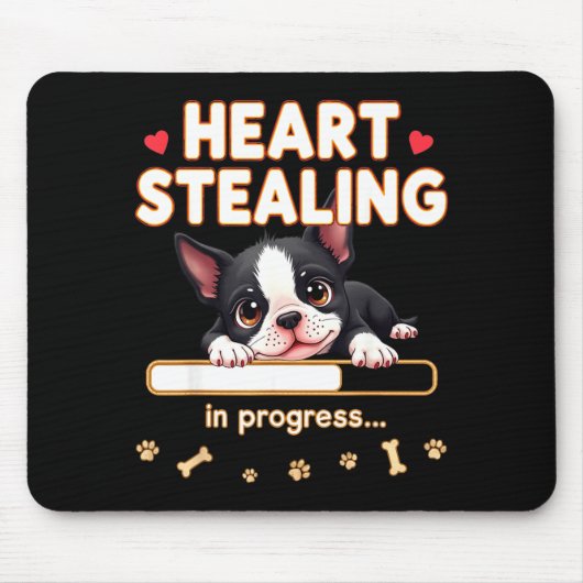 Heart Boston Terrier Dog Funny Gift Bostie Puppy  Muismat (Voorkant)