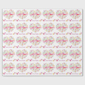 Heart bouquet auntie verjaardagsnamenrap cadeaupapier (Vlak)