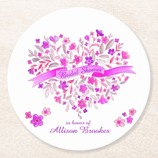 Heart bouquet vrijgezellenfeest onderzetters (Voorkant)