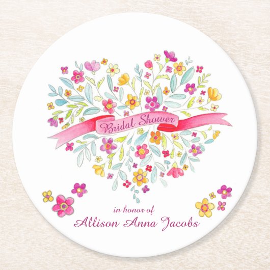 Heart bouquet vrijgezellenfeest onderzetters (Voorkant)