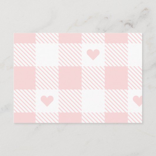 Heart Bow Gingham Franse Teddy Diapper Raffle Informatiekaartje (Achterkant)