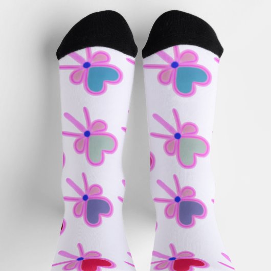  Heart Bow Pattern Personalized Gift Crew Socks Sokken (Top)