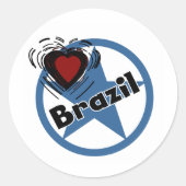 Heart Brazilië Ronde Sticker (Voorkant)