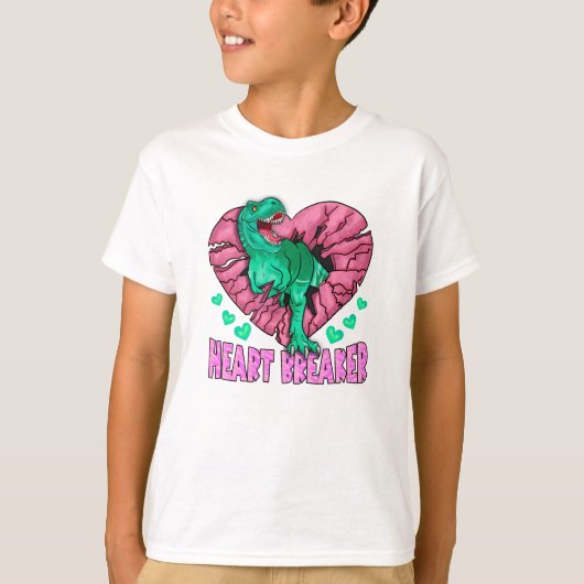Heart Breaker Funny Dinosaur Valentijnsdag T-shirt (Voorkant)