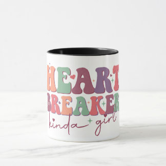 Heart Breaker Kinds Girl Retro Font Funny Mok