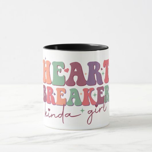 Heart Breaker Kinds Girl Retro Font Funny Mok (Midden)