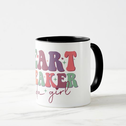 Heart Breaker Kinds Girl Retro Font Funny Mok (Voorkant rechts)