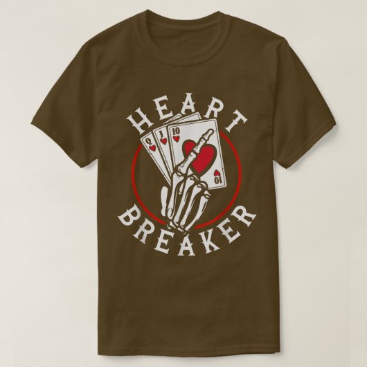 Heart Breaker Skeleton Spellerkaarten Poker Casino T-shirt (Design voorkant)