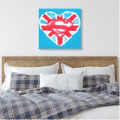 Heart British S-Shield Canvas Afdruk (Insitu (Slaapkamer))
