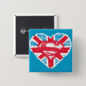 Heart British S-Shield Vierkante Button 5,1 Cm (Voorkant /achterkant)