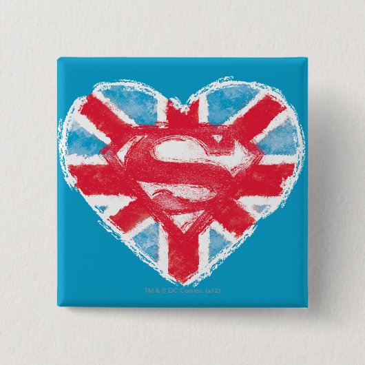 Heart British S-Shield Vierkante Button 5,1 Cm (Voorkant)