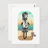 Heart Broken Girl Waterverf Briefkaart (Voorkant / Achterkant)