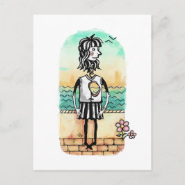 Heart Broken Girl Waterverf Briefkaart