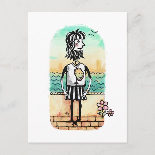 Heart Broken Girl Waterverf Briefkaart (Voorkant)